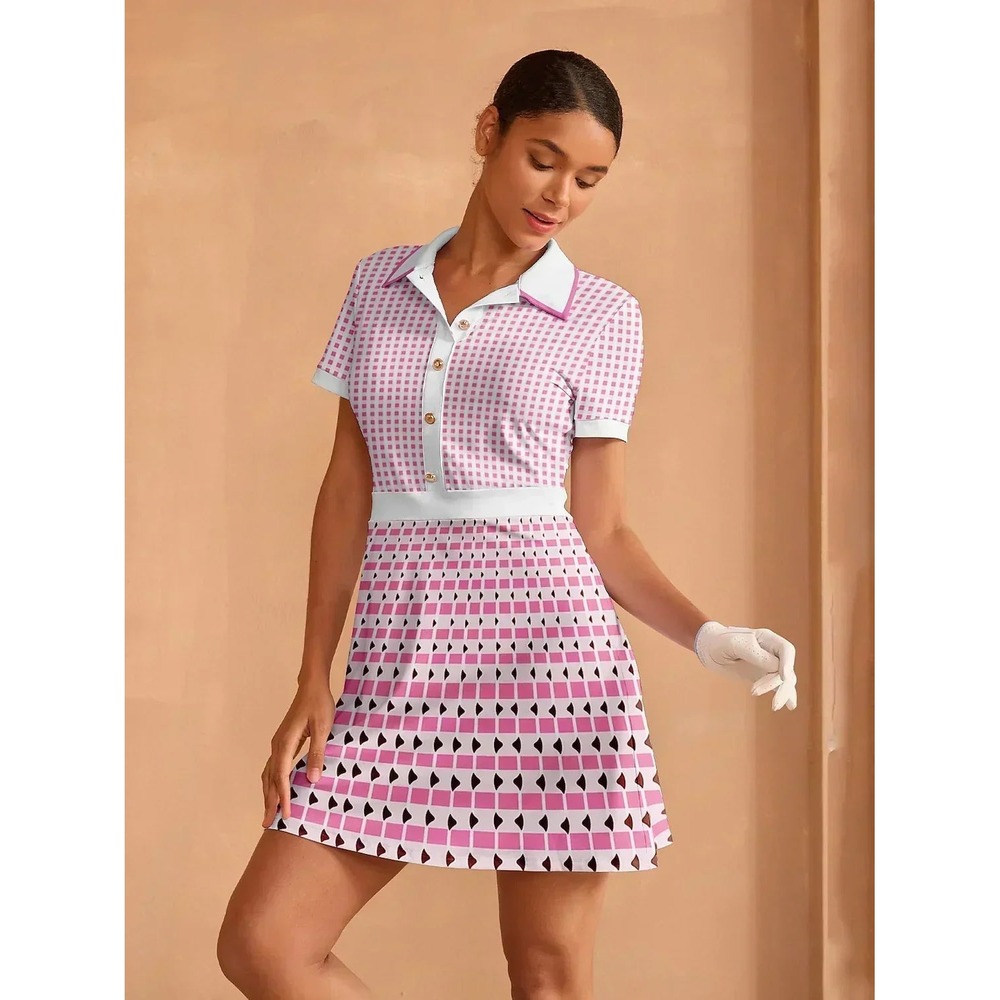 ACEGOLFS Golf Tennis Dress Short Sleeve Collared Workout Athletic UPF 50+ Casual